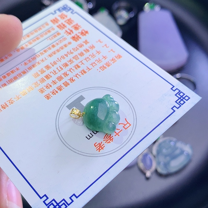 翡翠挂件18K金镶嵌595675696