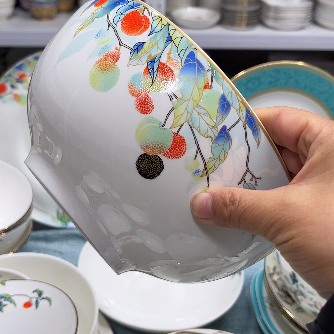 瓷片荔枝八寸汤碗一个