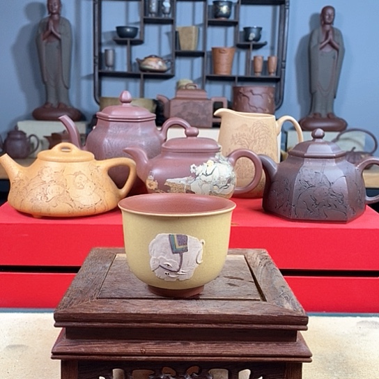 紫砂茶杯万象大吉主人杯