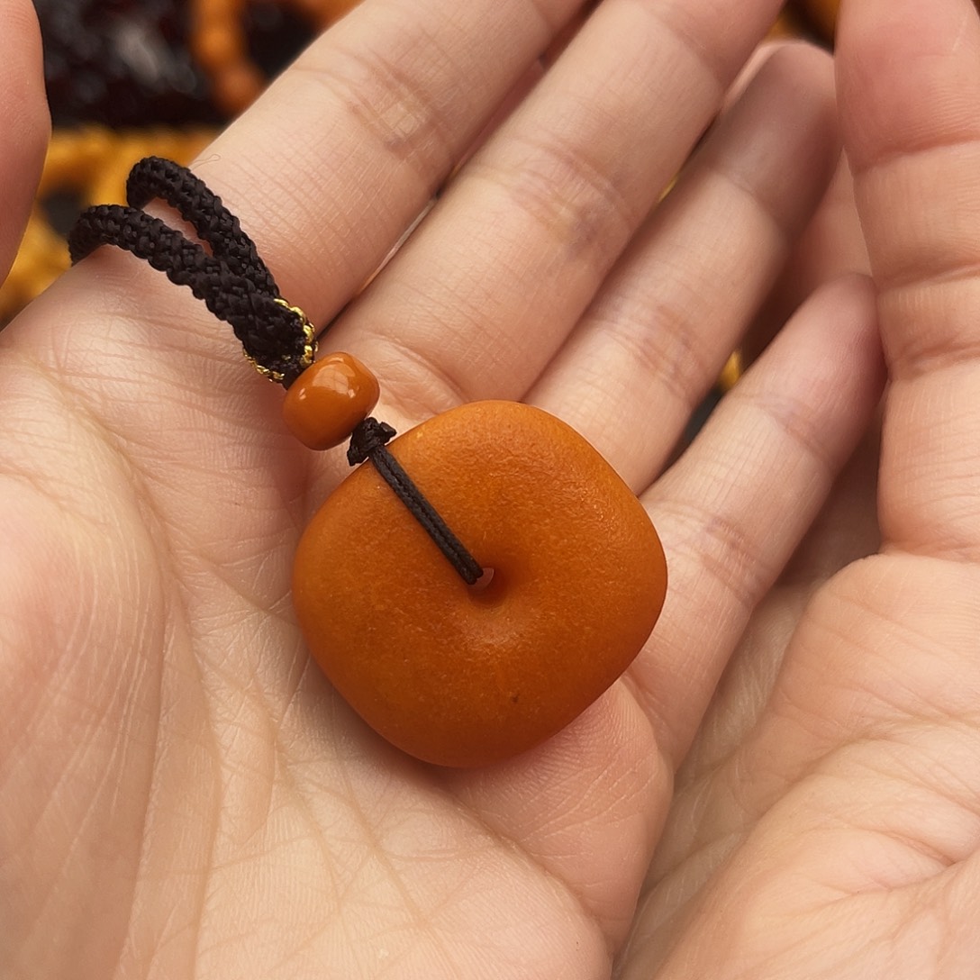 琥珀未镶嵌手链平安扣