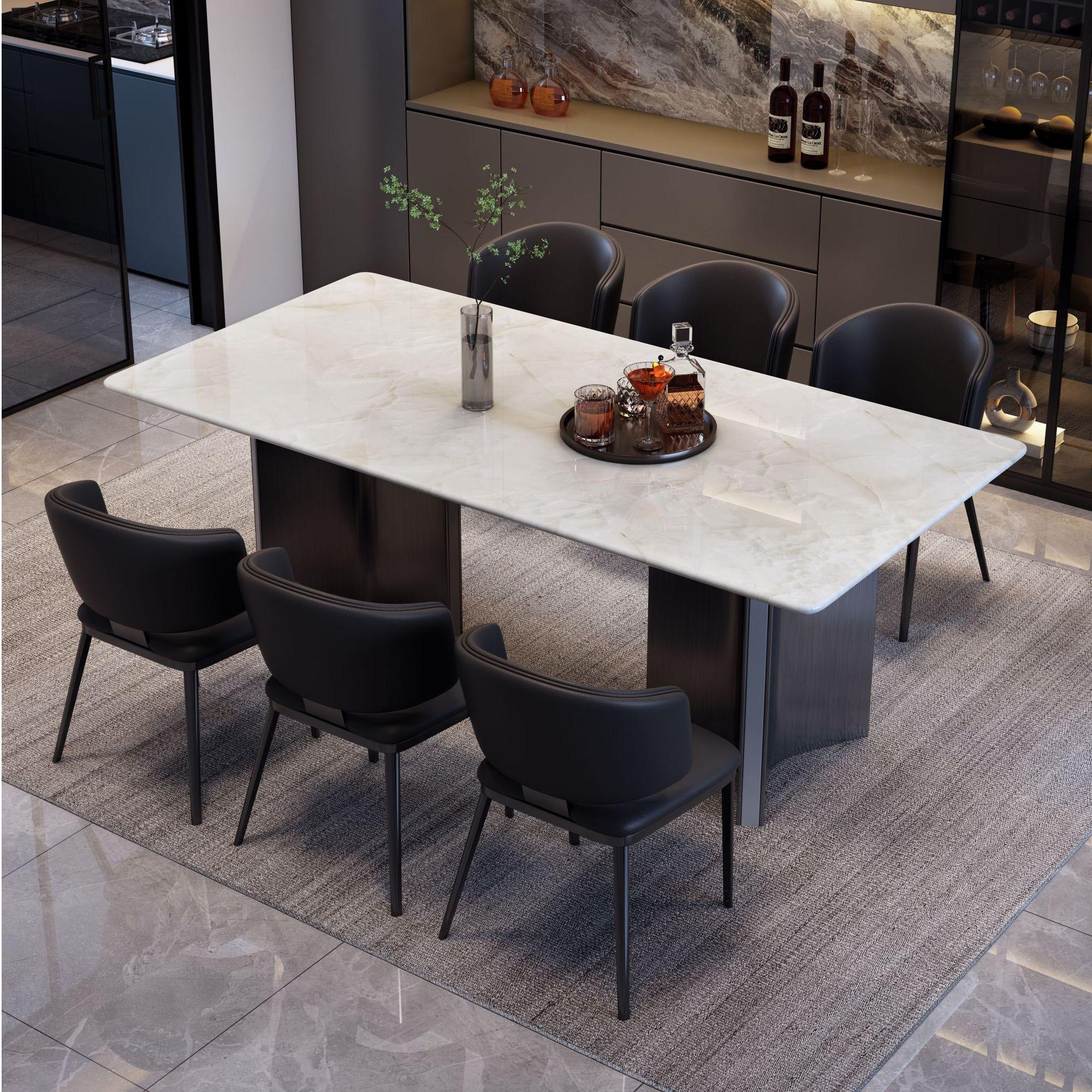 高级感大理石餐桌现代风轻奢家用简约北欧餐厅极简意式长方形客厅