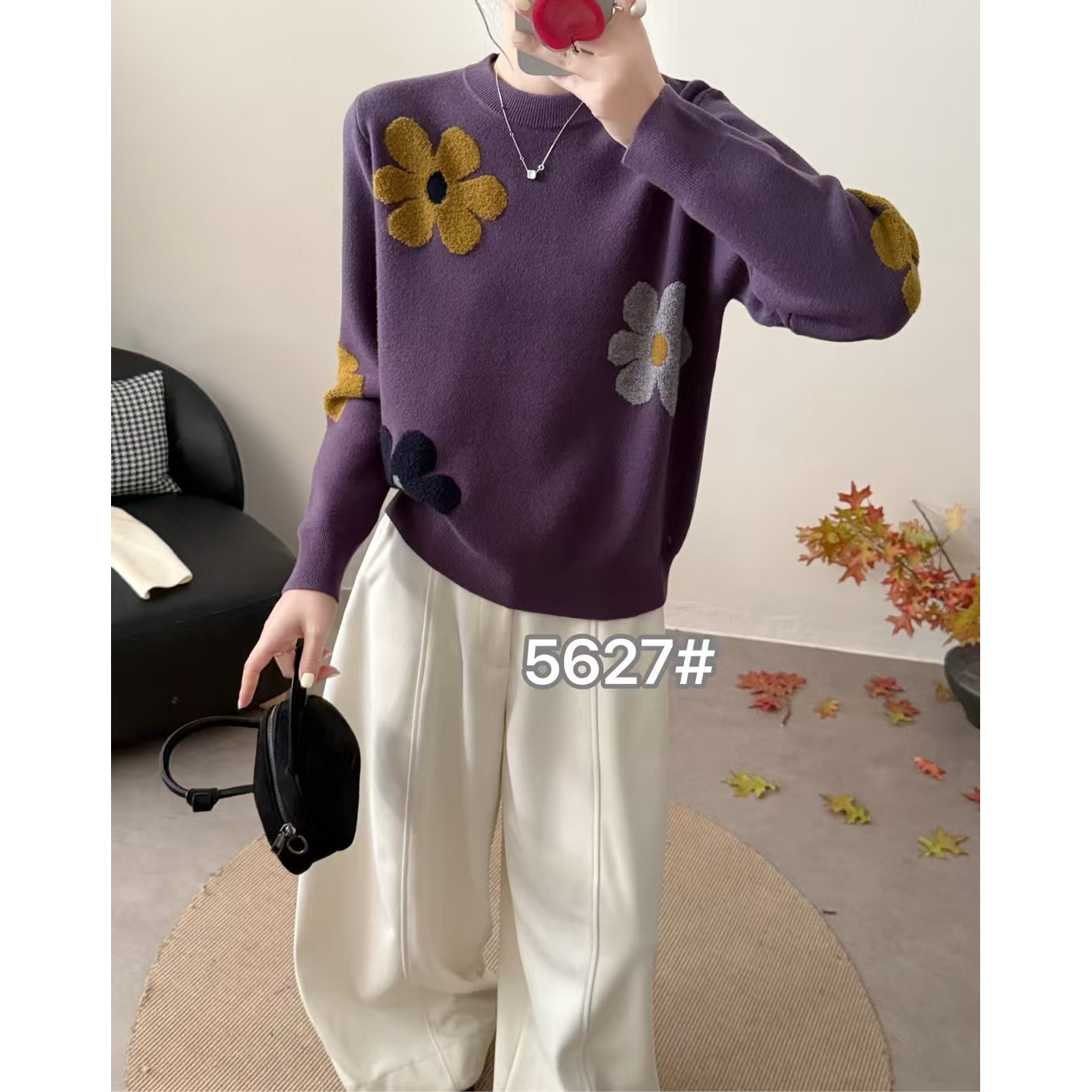 5627 潮流太阳花百搭舒适上衣