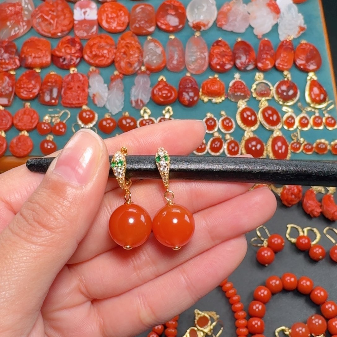 南红玛瑙南红保山12+银S925镶嵌