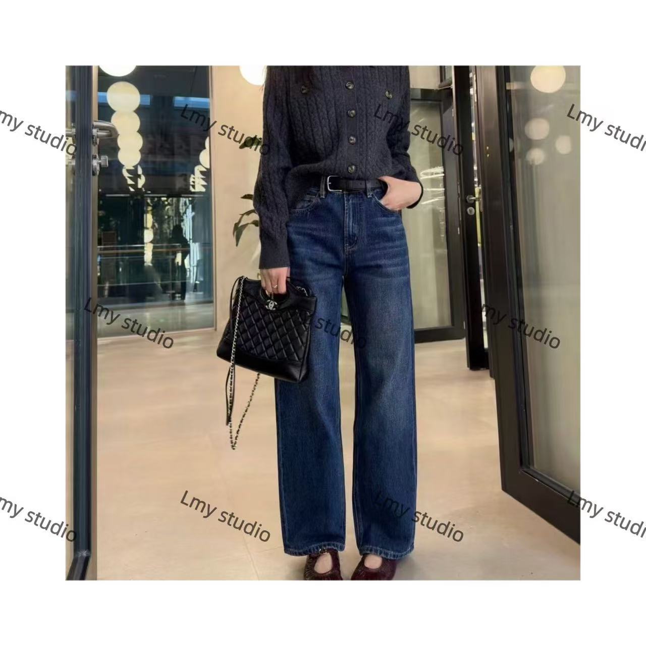 天然靛蓝色老钱风十足 进口土耳其高定九分直筒牛仔裤百搭设计师