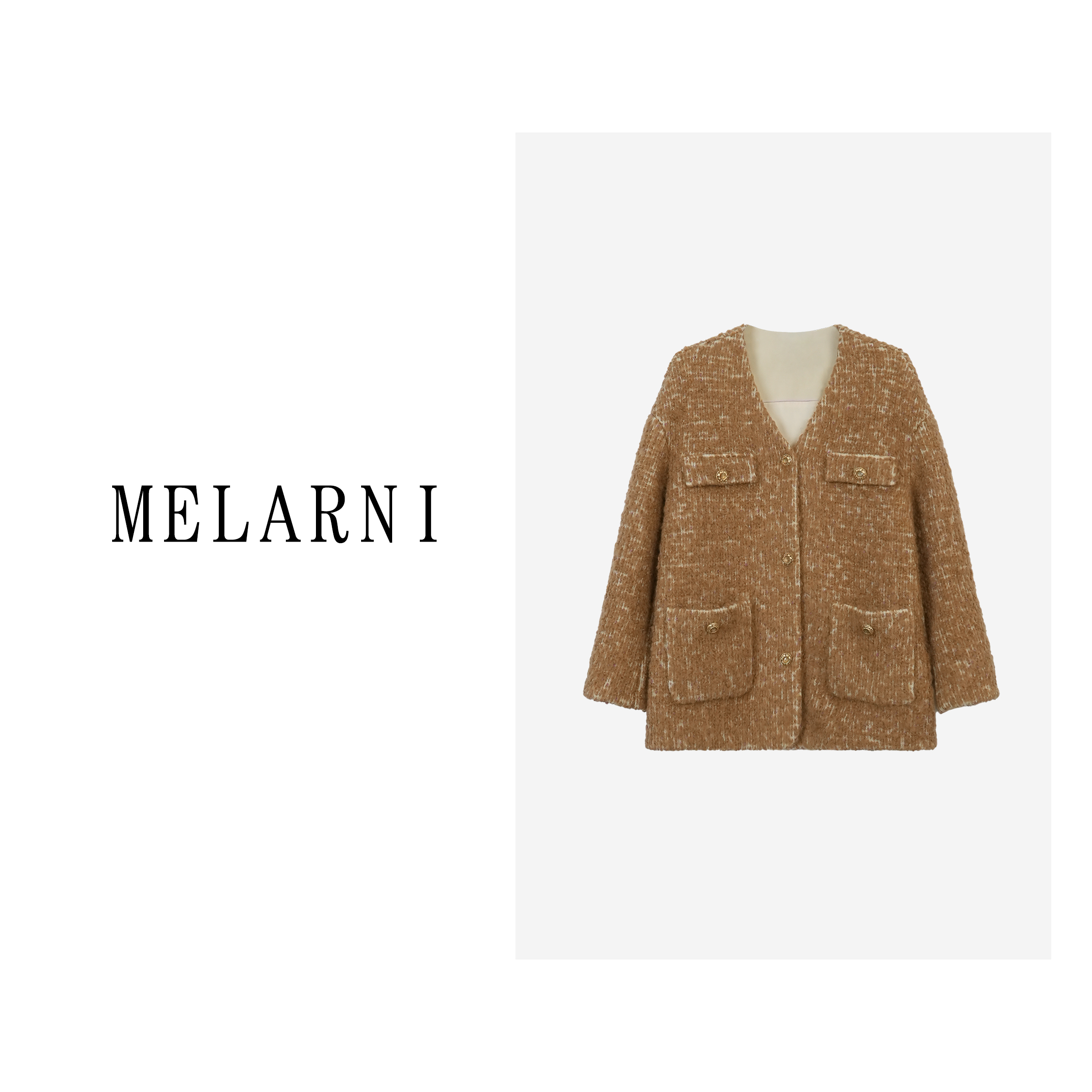 【MELARNI】毛呢外套休闲大衣小香风MLN10366