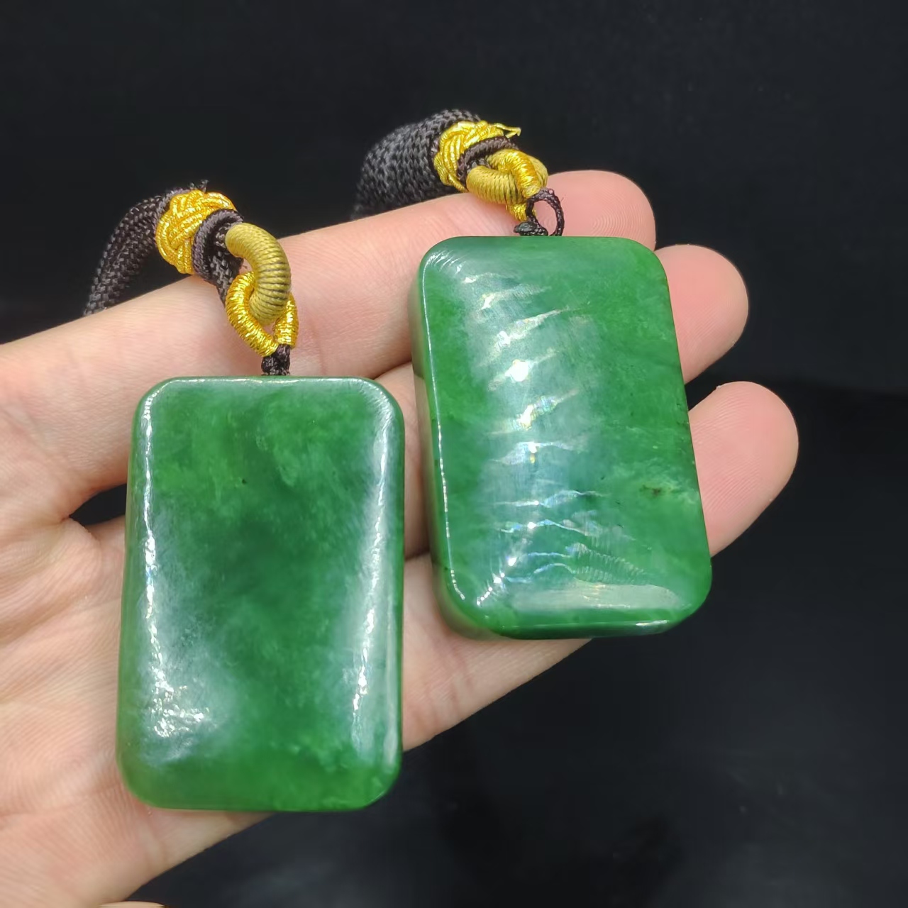 和田玉无事牌吊坠赠绳X1【多样性发其一】约40-25-9mm