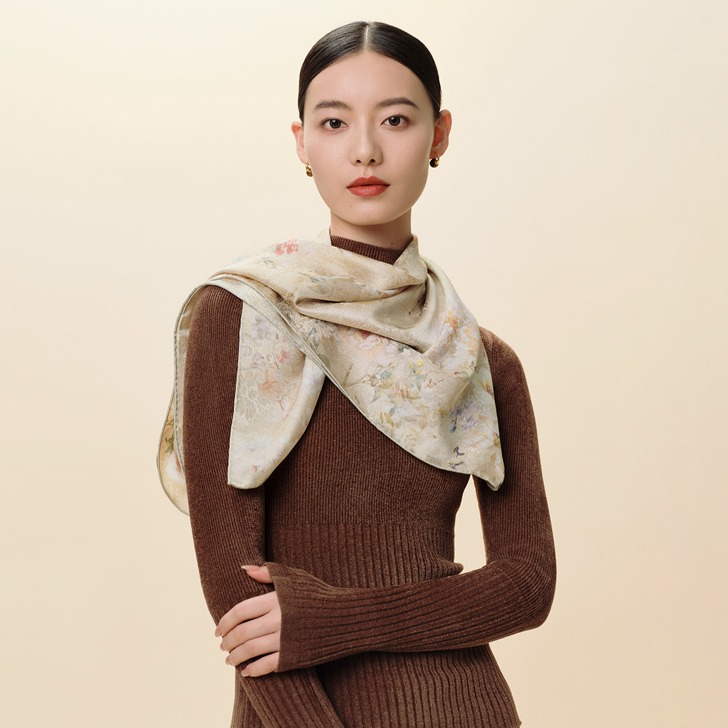 Wensli/万事利2025秋冬新品GB双面印花大方巾-梦花笺