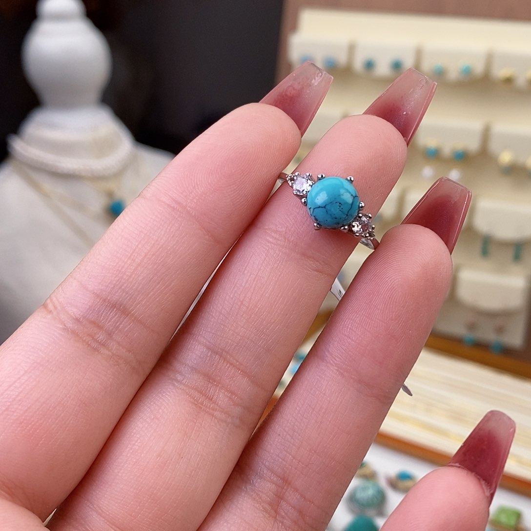 绿松石戒指银S925镶嵌