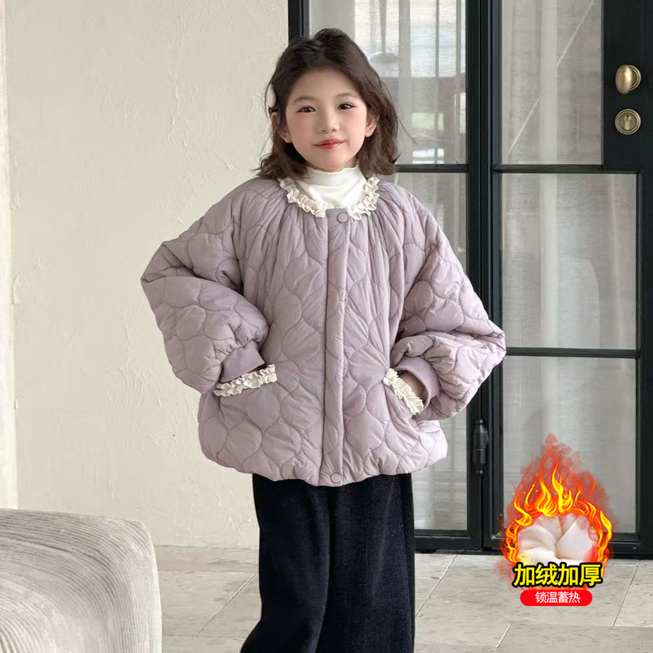 女童棉服秋冬款2025新款洋气童装小女孩休闲绗棉外套儿童棉衣冬装