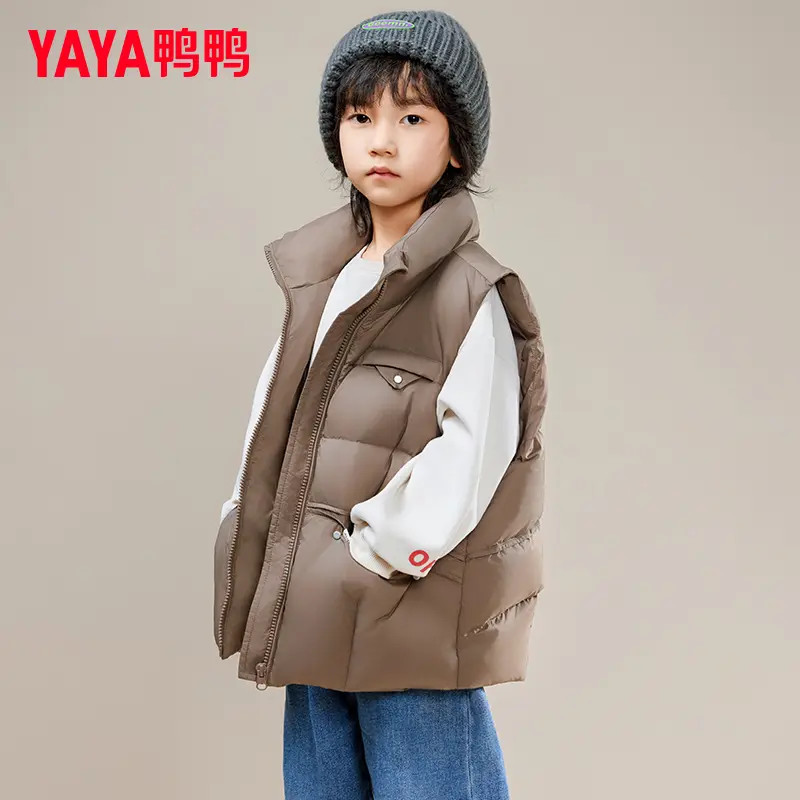 YAYA/鸭鸭儿童新款羽绒马甲亲子装格子简约休闲立领马甲