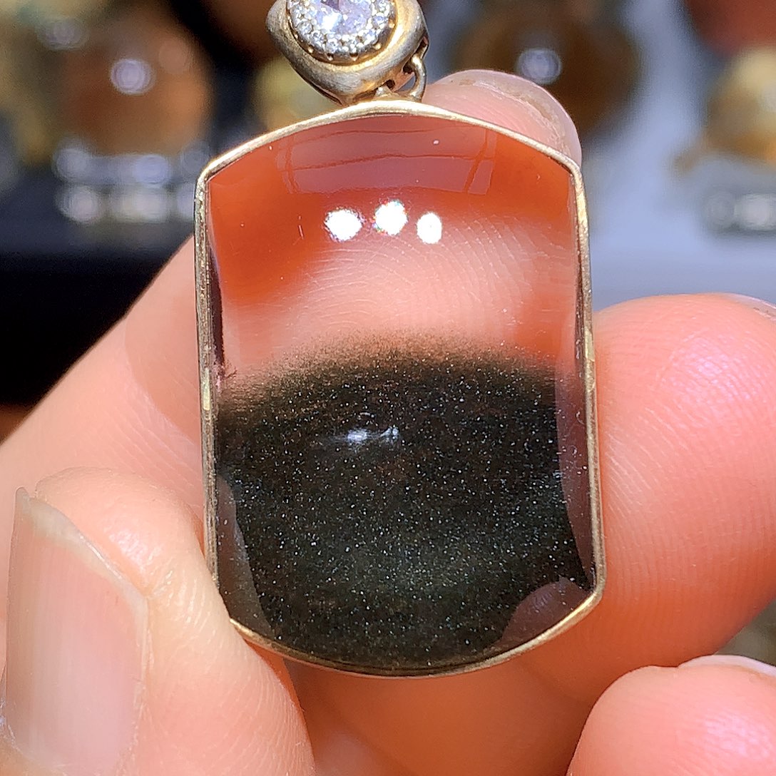 水晶吊坠银S925镀金镶嵌天然水晶