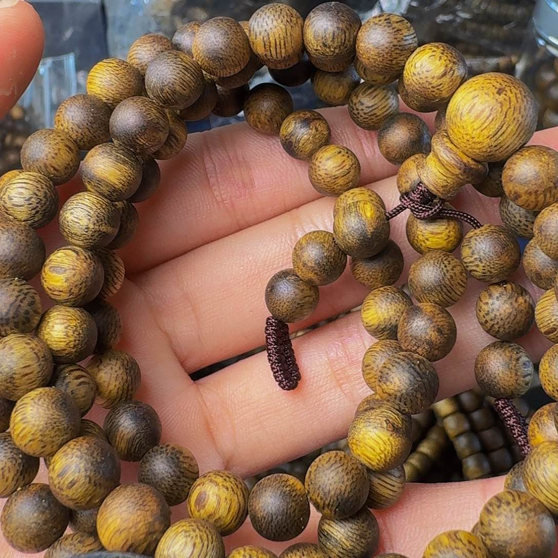 沉香手串老白棋卡七圆珠