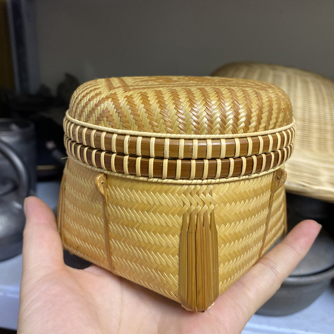 非遗竹编茶叶小帽篮