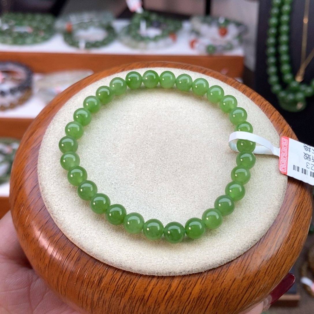 和田玉精品碧玉6mm未镶嵌