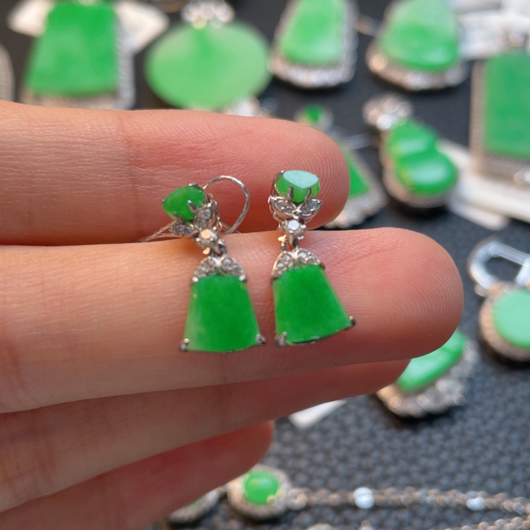 翡翠银S925镶嵌吊坠(不含链)耳坠