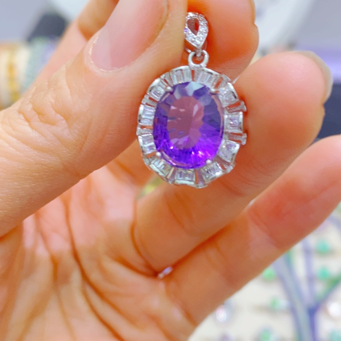 紫晶吊坠(赠链)银S925镶嵌