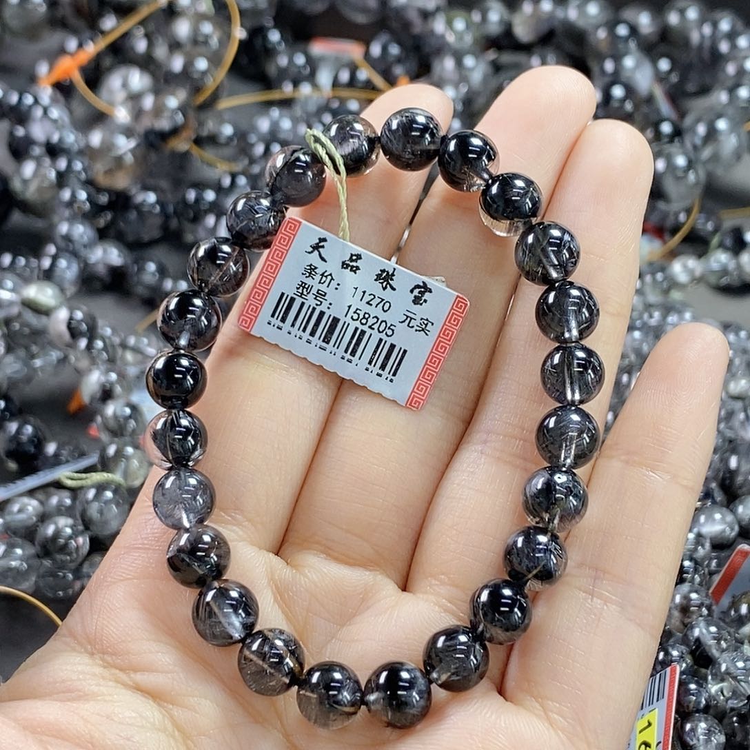 未镶嵌水晶手链黑银钛158205
