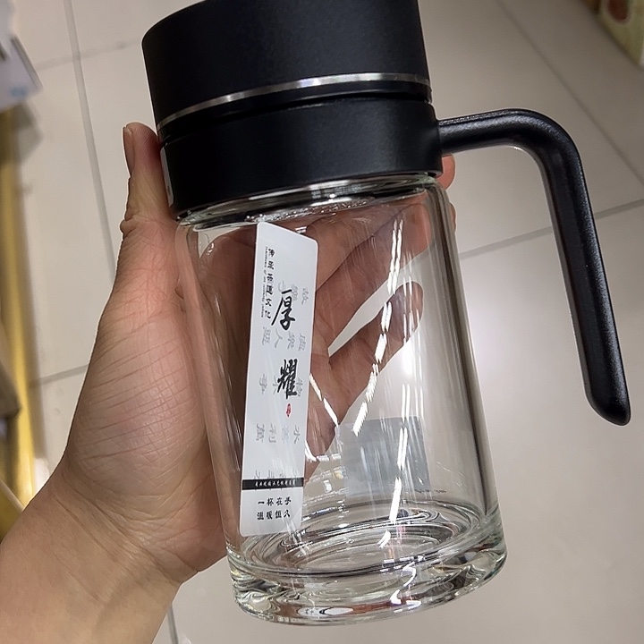 厚耀单层烫手玻璃杯510510黑色端杯微瑕