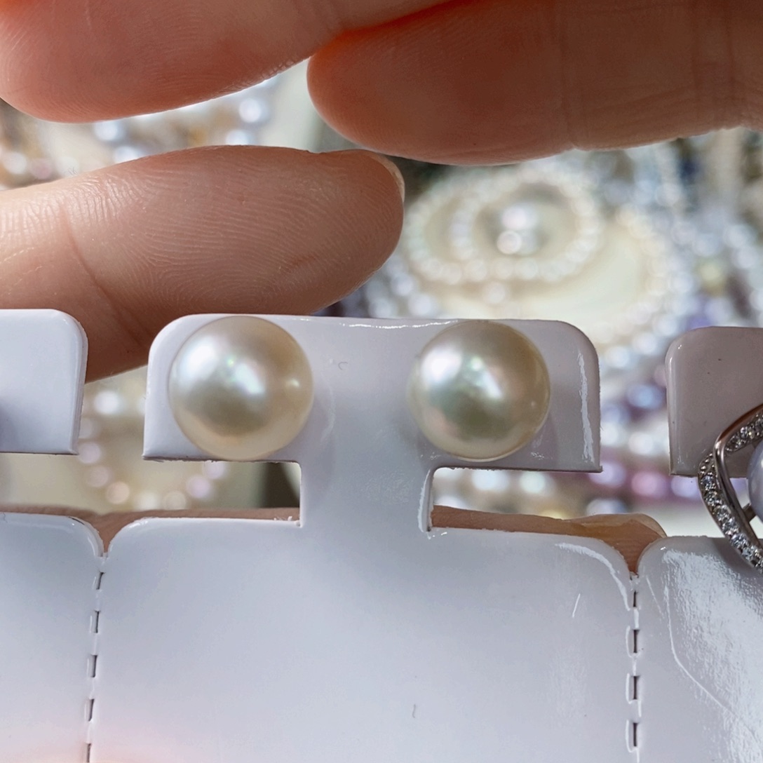 海水珍珠耳饰银S925镶嵌10mm