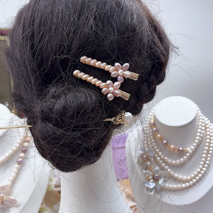 淡水珍珠发饰银S925镶嵌