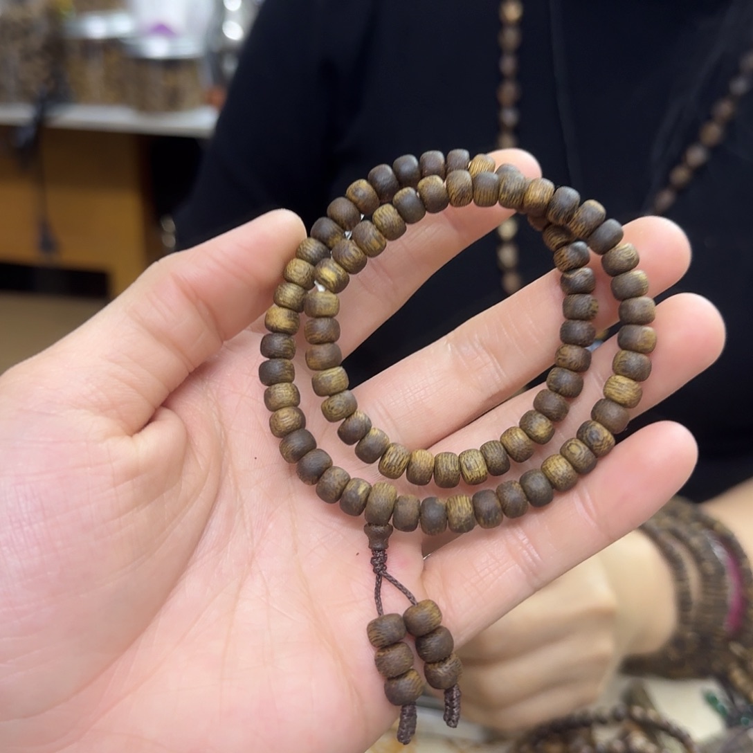 沉香木手串白棋算盘珠双圈 0.7-9 克多样性发一
