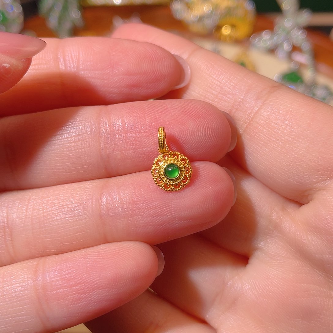 翡翠吊坠(不含链)银S925镶嵌