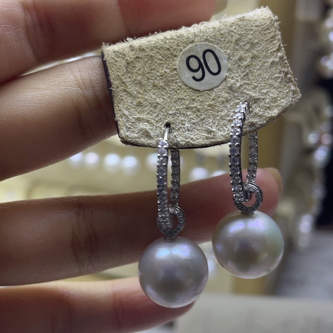 淡水珍珠耳饰银S925镶嵌