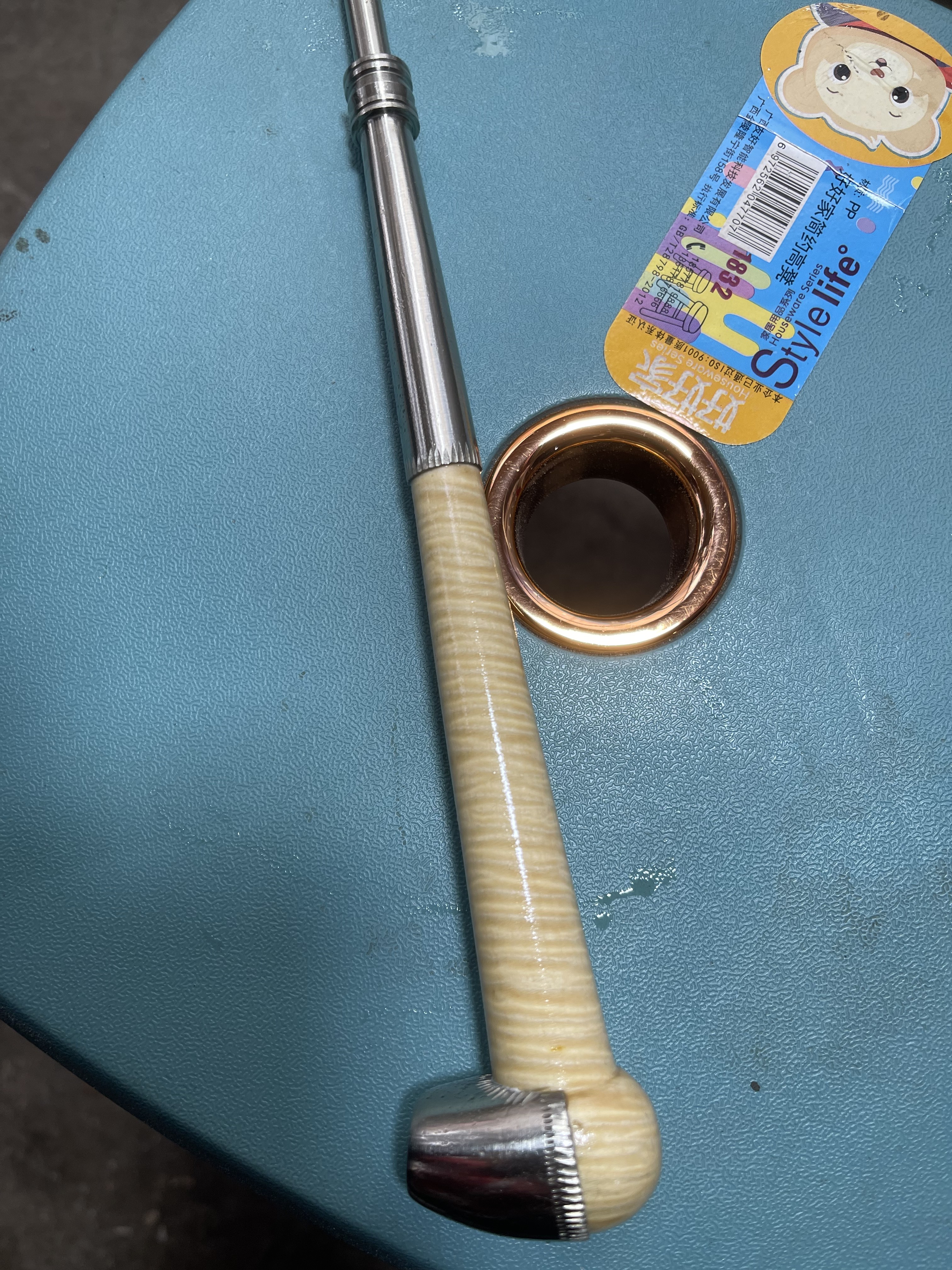 纯手工制作乌木烟干。玻璃口，型号13.长度24.8公分