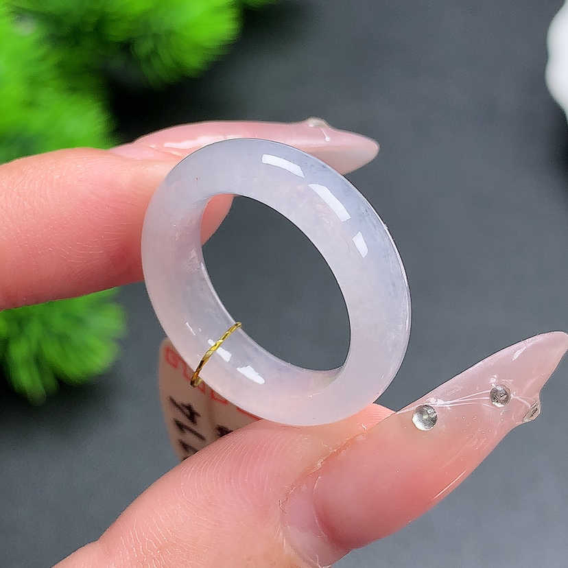 14圈天然a货缅甸翡翠戒指戒圈白冰S2114内径16.8*6.4*3.9