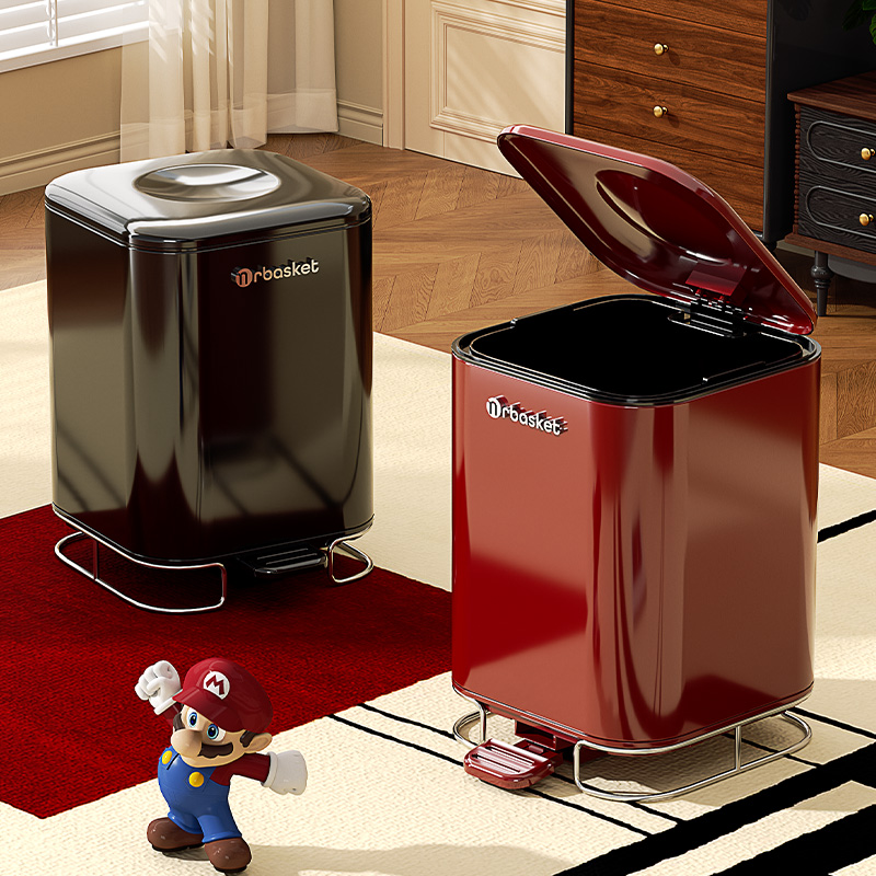 不锈钢垃圾桶脚踏式复古垃圾篓新款家用客厅带盖大容量轻奢卫生桶