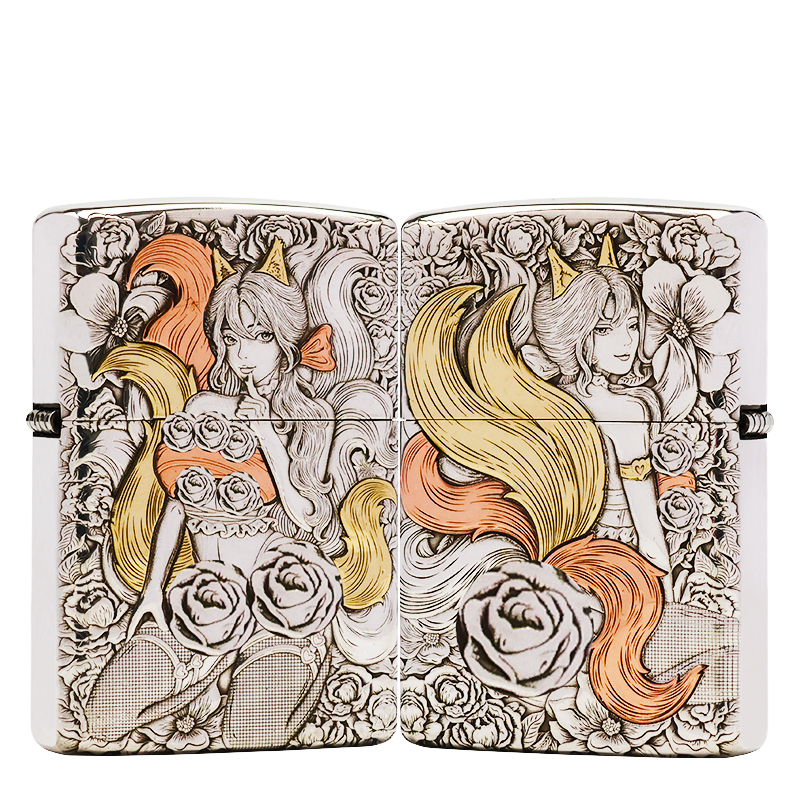 ZIPPO打火机正品/白铜套壳重甲九尾狐女黑丝九尾【达人】DYJ1