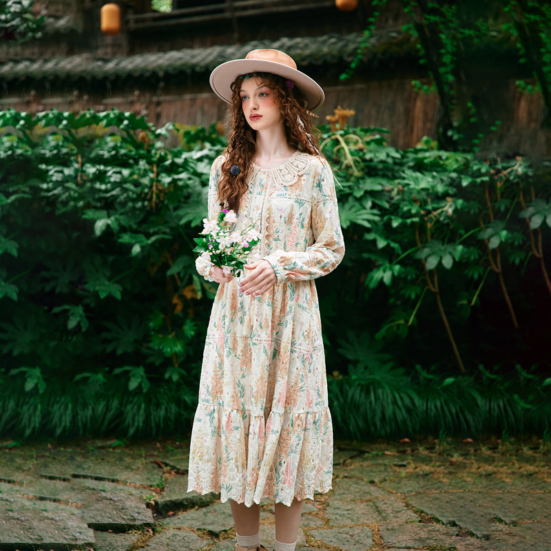 【高高甄选】菀壹2024秋季法式碎花连衣裙女Q15211439