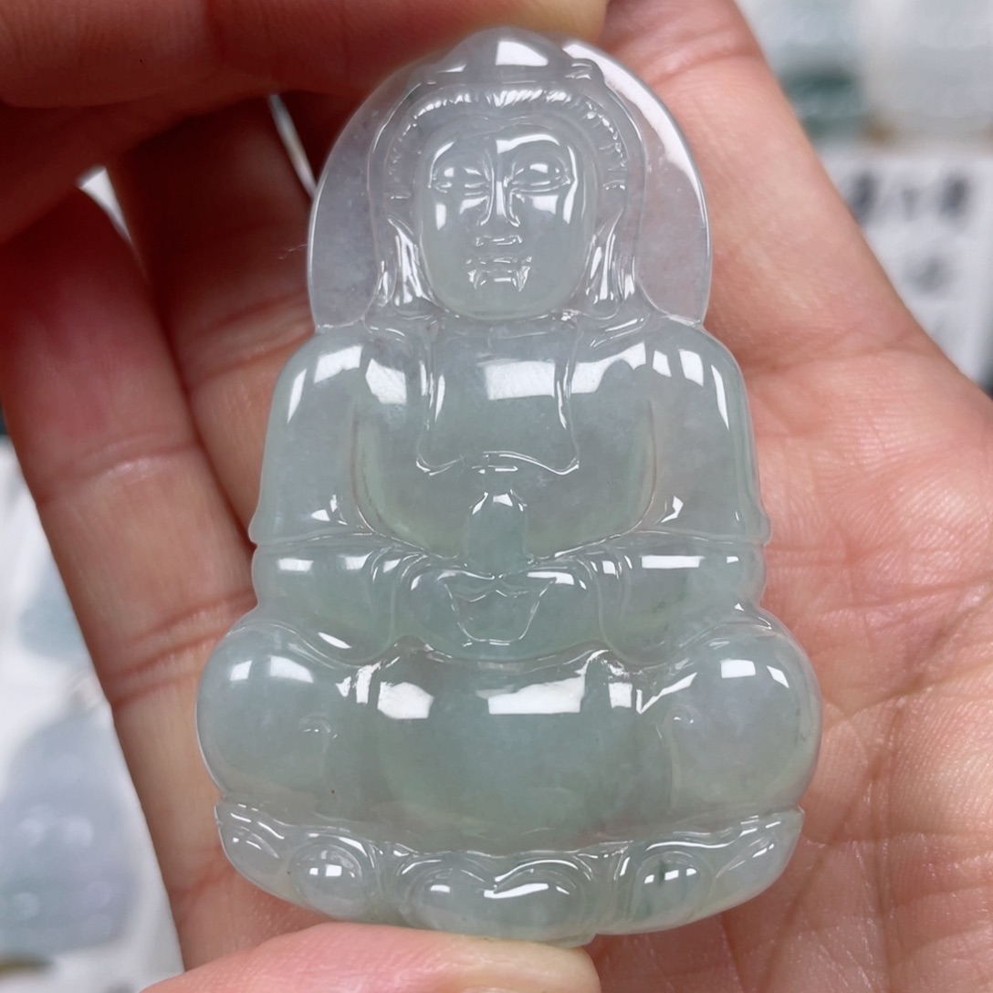 翡翠颈饰未镶嵌天然翡翠A货观音28号