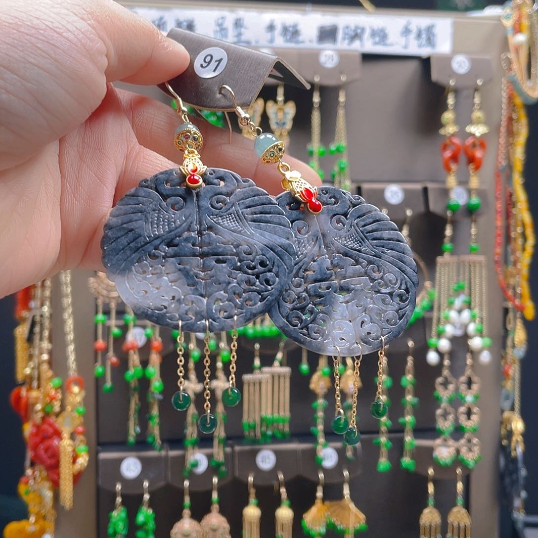 翡翠耳饰合金柒****荣翡翠饰品