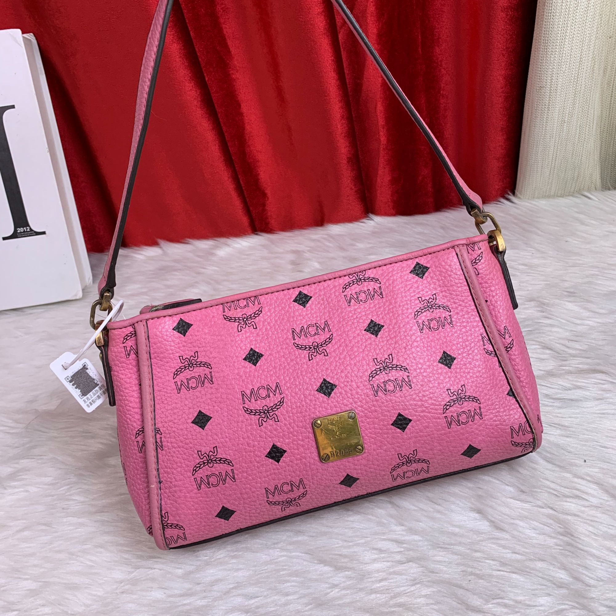 95新 MCM 粉色麻将包/WJ09502027/2027