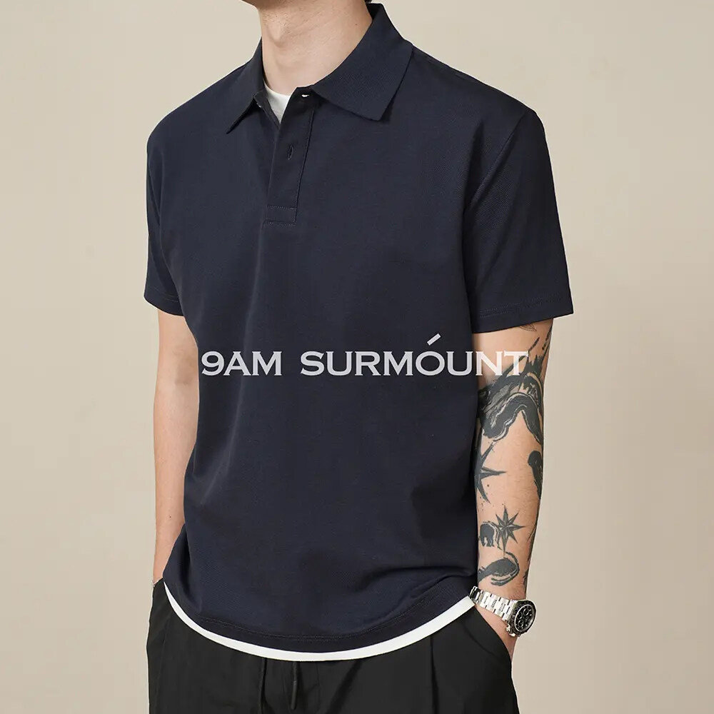 ZONJVNN珠地棉假两件POLO衫休闲高级翻领SORONA+简约宽松