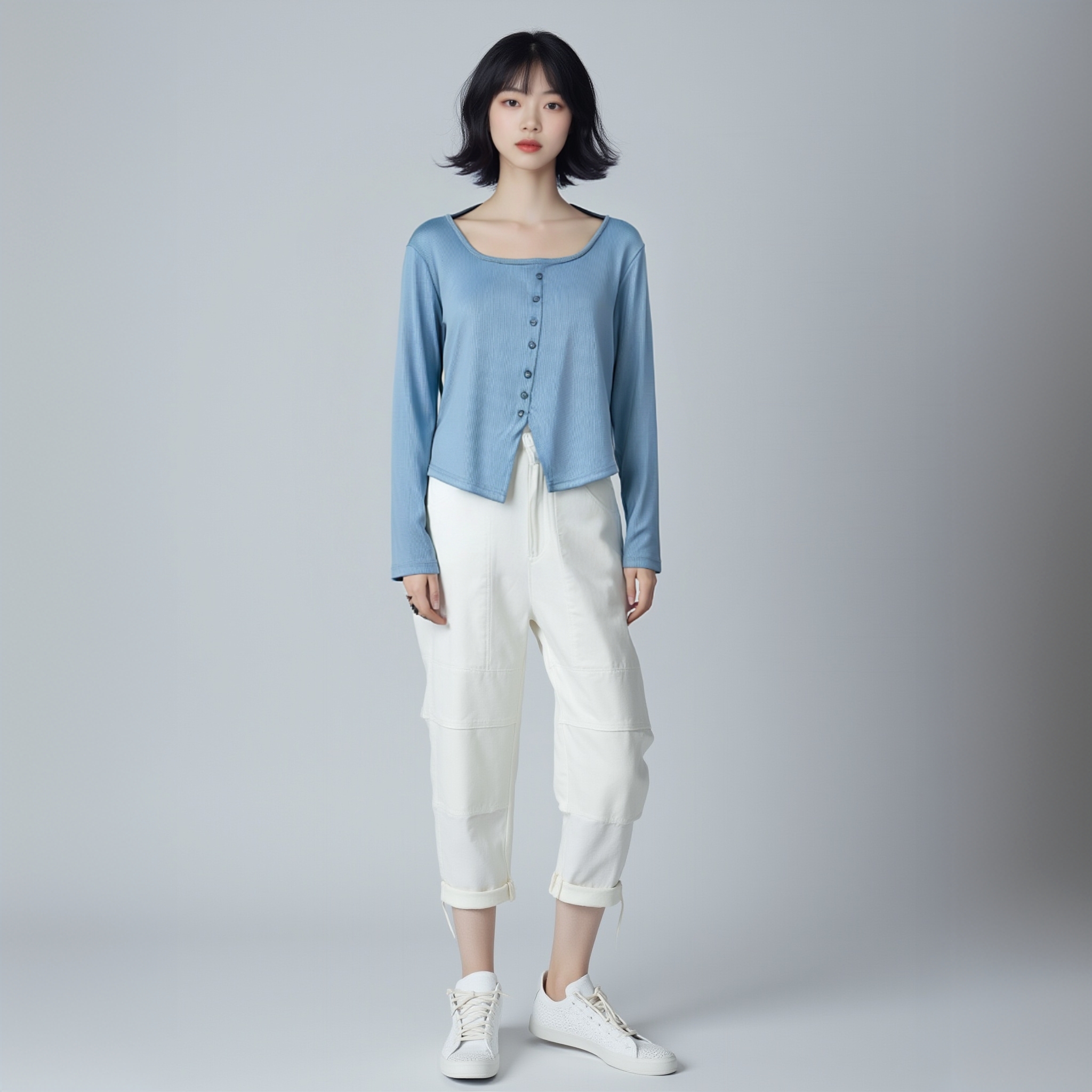 薄款长袖拼接修身型厚款毛针织衫春季秋季高智淡人风