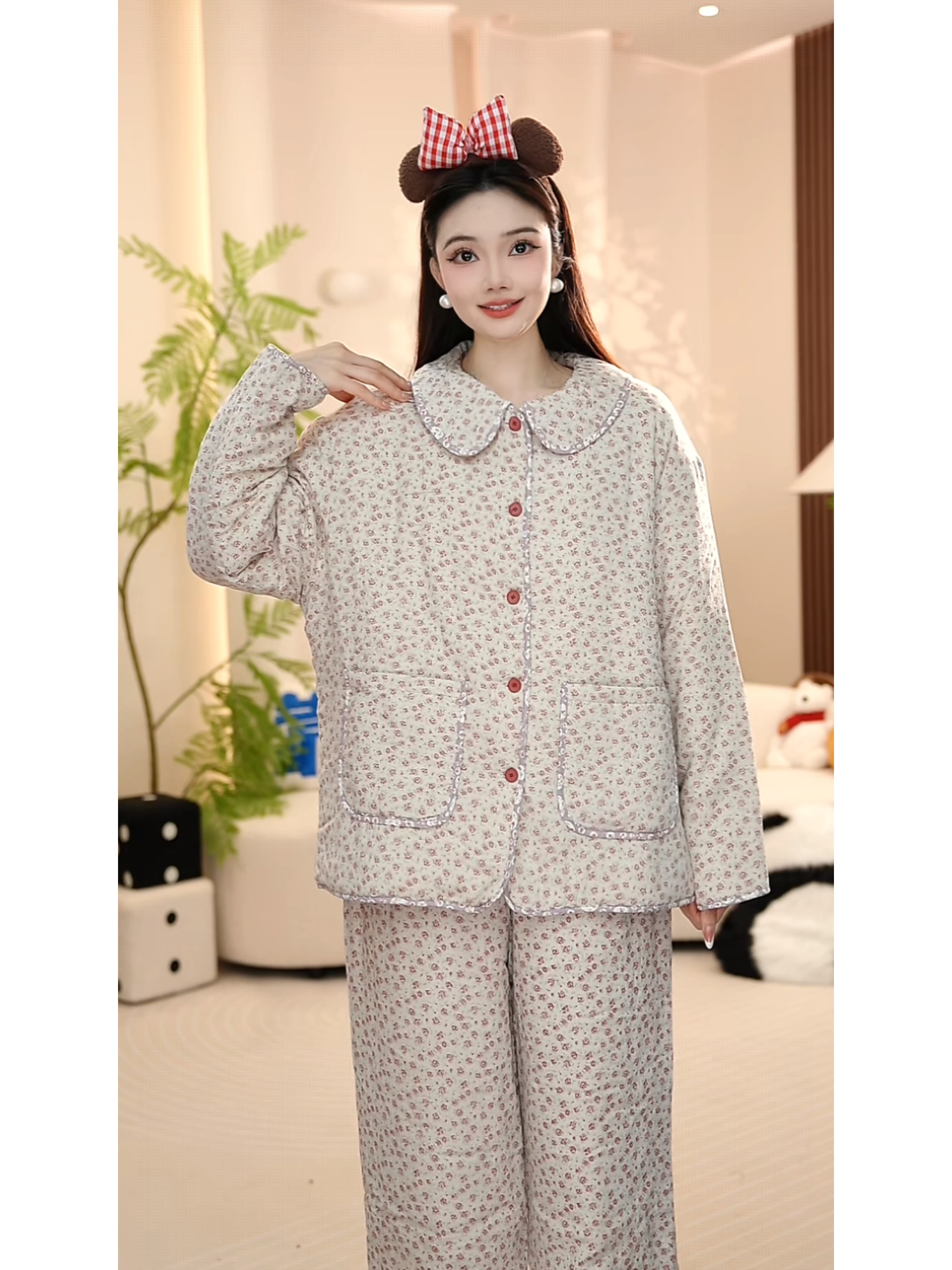 【加厚款】三层夹棉冬季超厚加绒加厚高端保暖家居服睡衣女