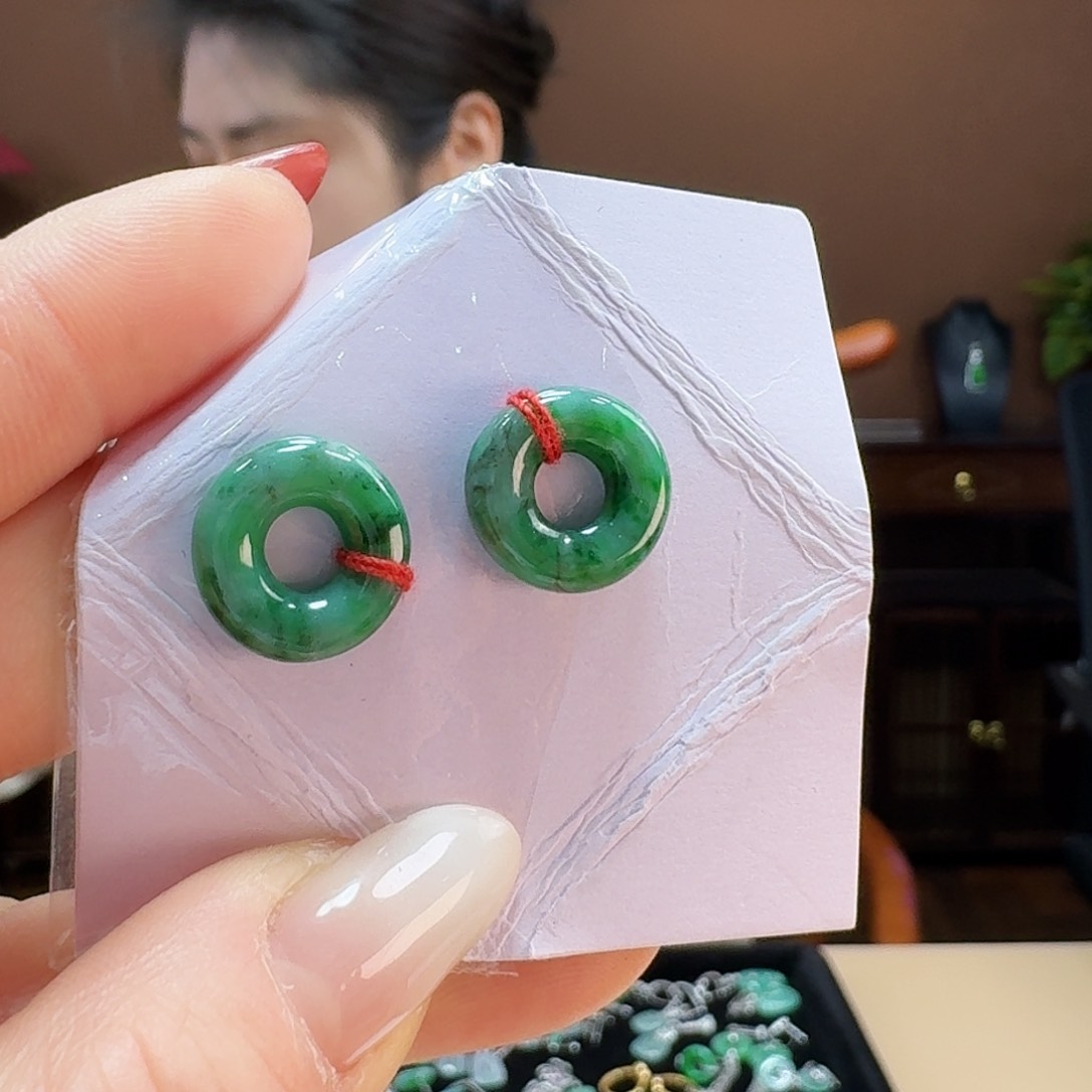 翡翠耳饰银S925镶嵌耳饰