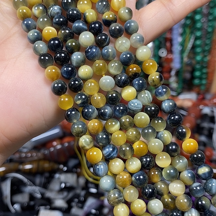 玛瑙/玉髓未镶嵌珠宝半成品A级梦幻虎眼卡6mm一条