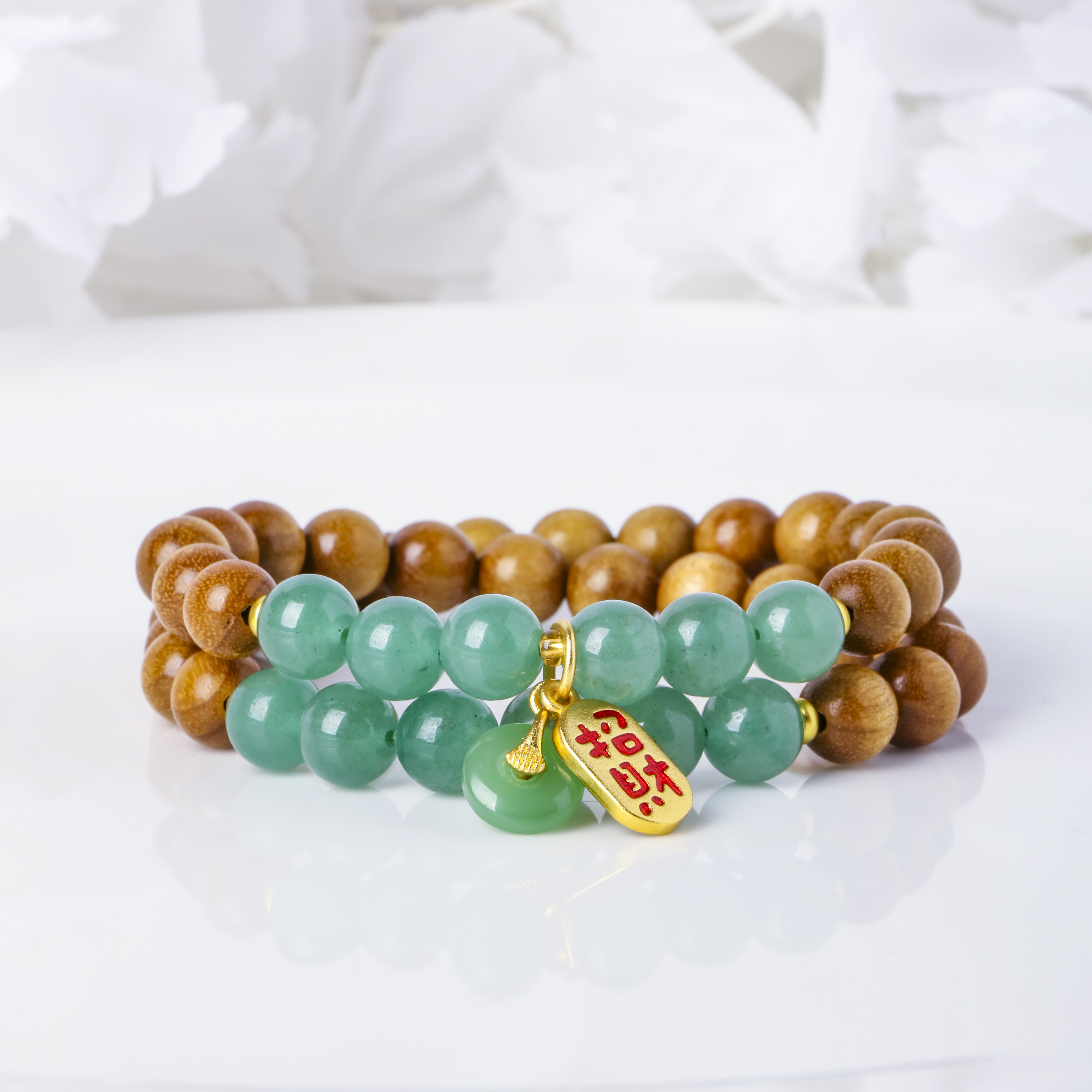 美伢【锦初】金丝楠木设计款双圈手链JSN25SL1001