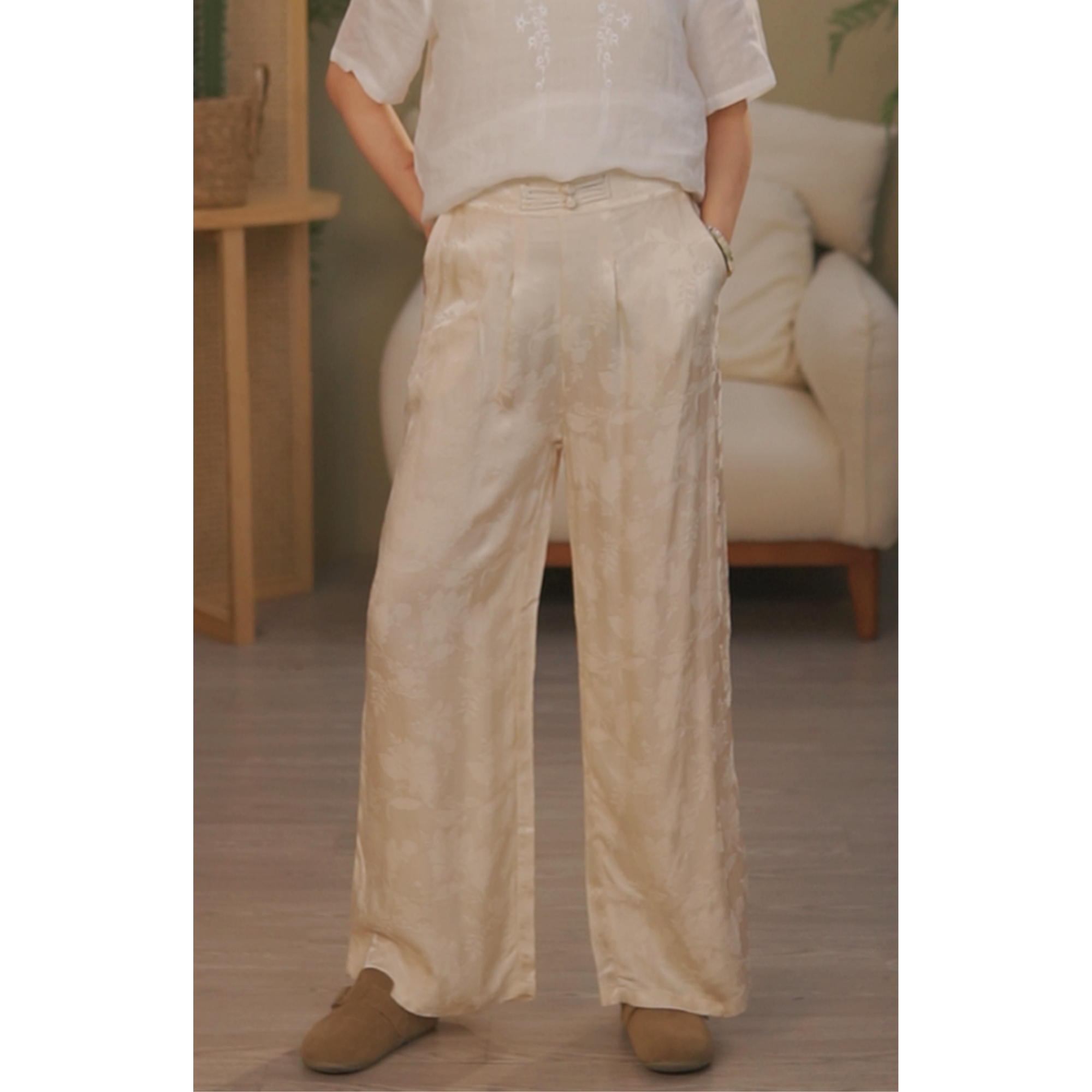 汉意麻丨高品质苎麻文艺复古中式简约夏季薄款直筒宽松休闲裤