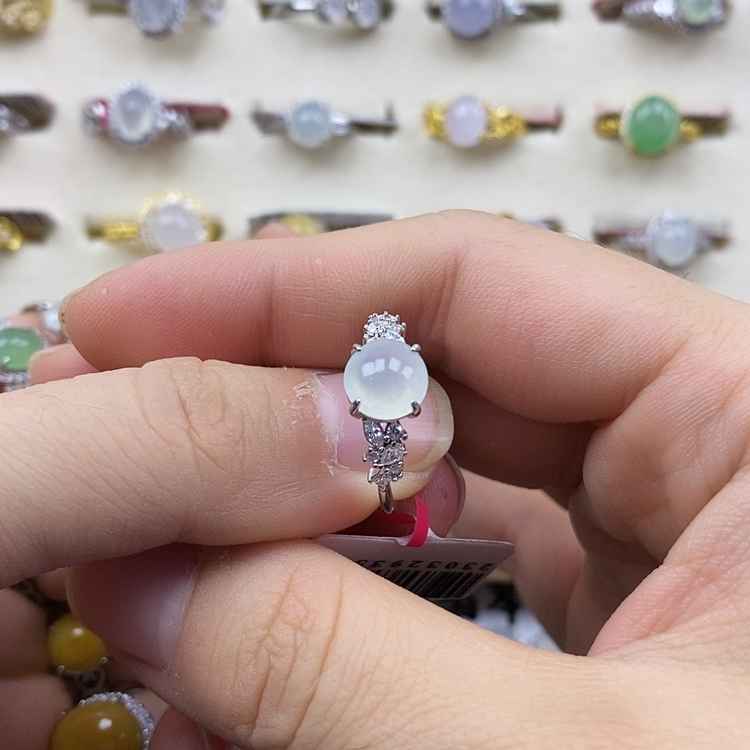 翡翠银S925镶嵌戒指