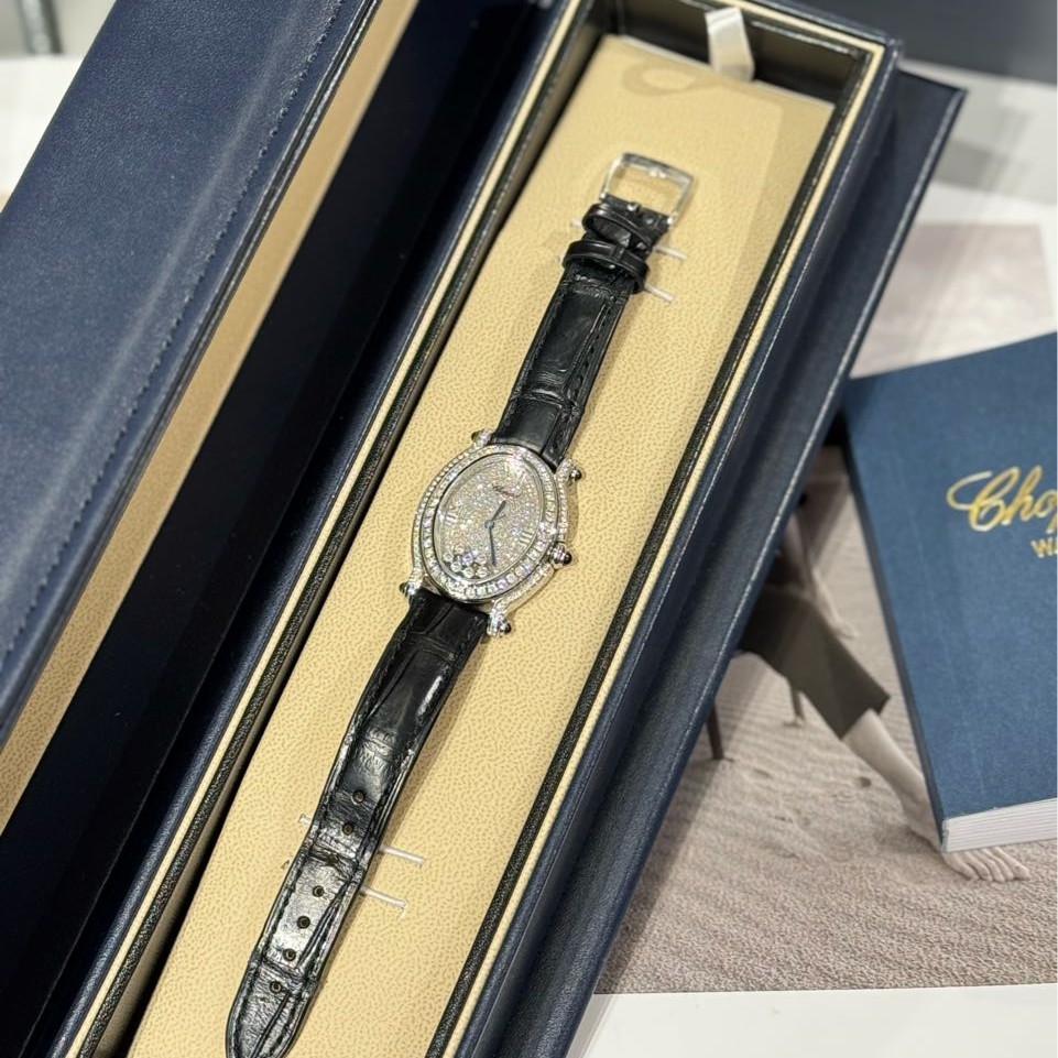 99新 Chopard/萧邦 萧邦快乐钻石系列石英女表