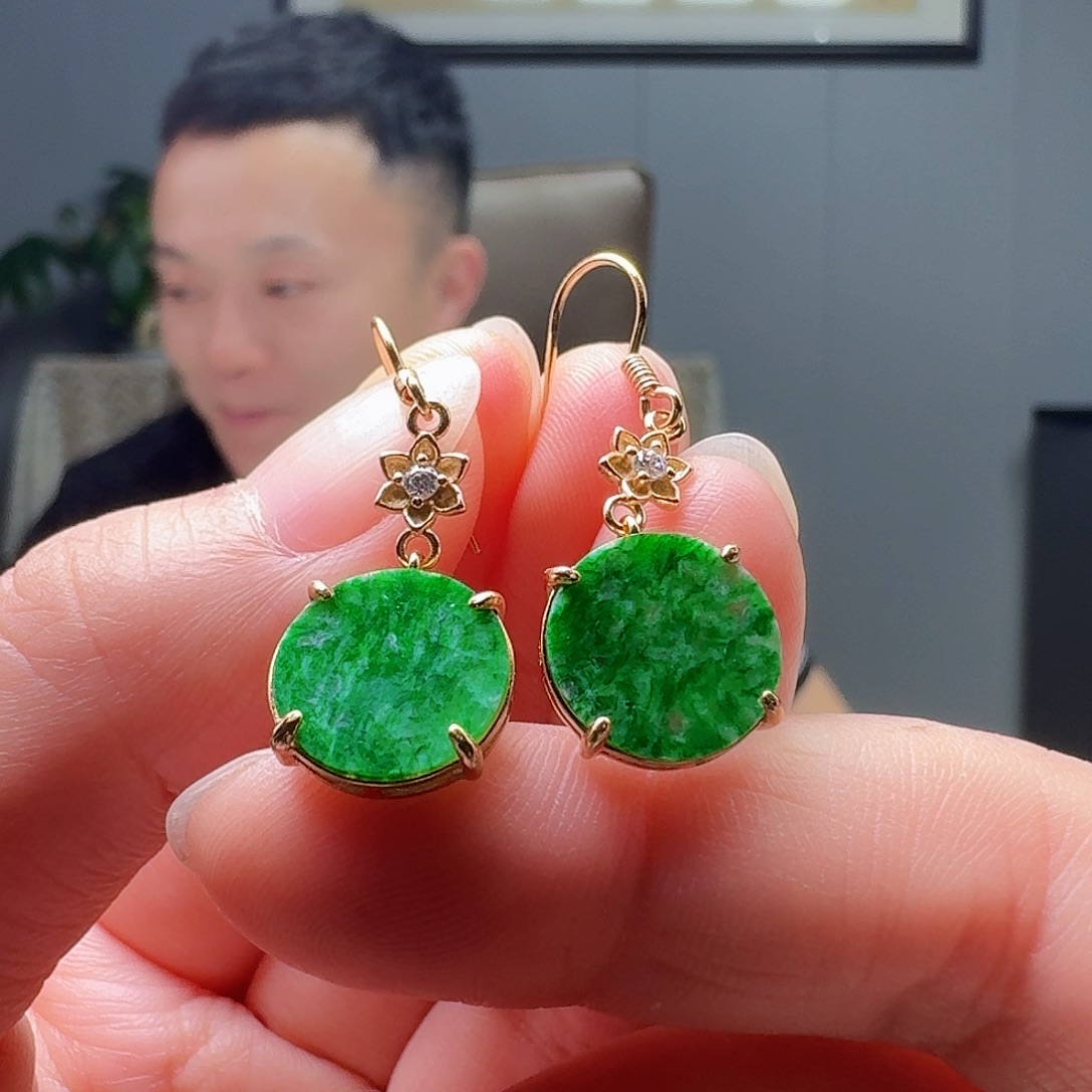 翡翠银S925镶嵌耳饰多样性发货其一