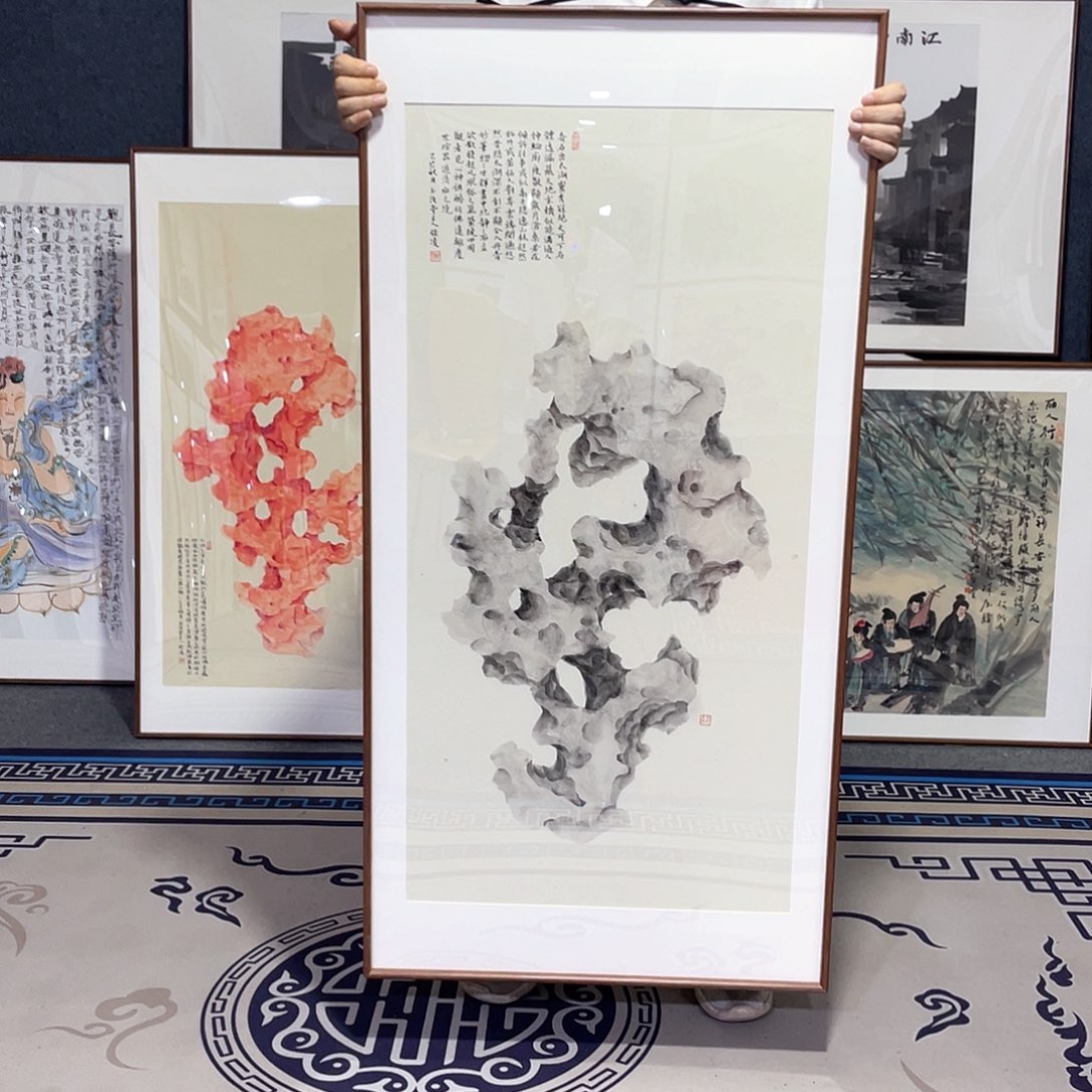 国画手绘画作品带框60/120