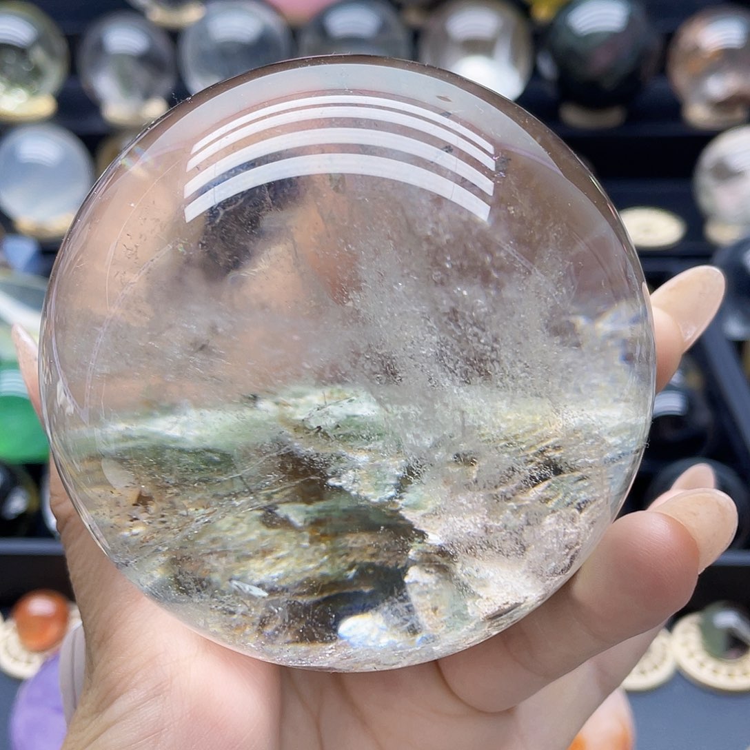 水晶未镶嵌珠宝半成品天然幽灵86.5mm