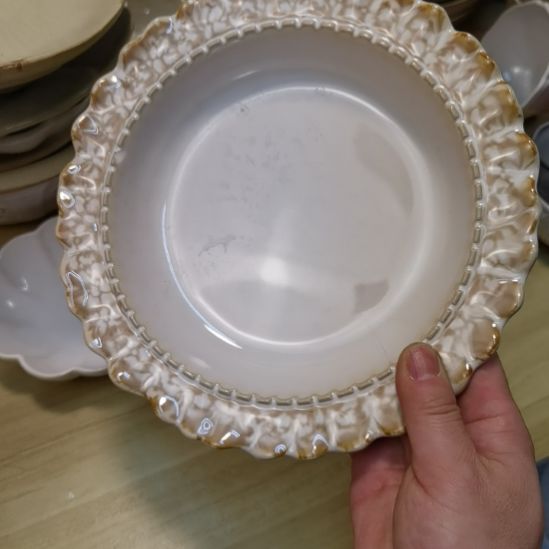 瓷片微瑕焦糖黄深盘三个一组