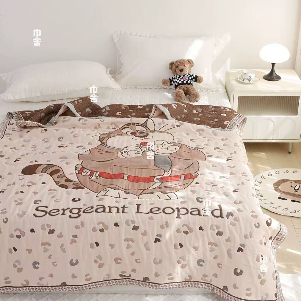 【加菲】150*200纯棉纱布盖毯新款四季小气孔夏被柔软全棉毛巾被