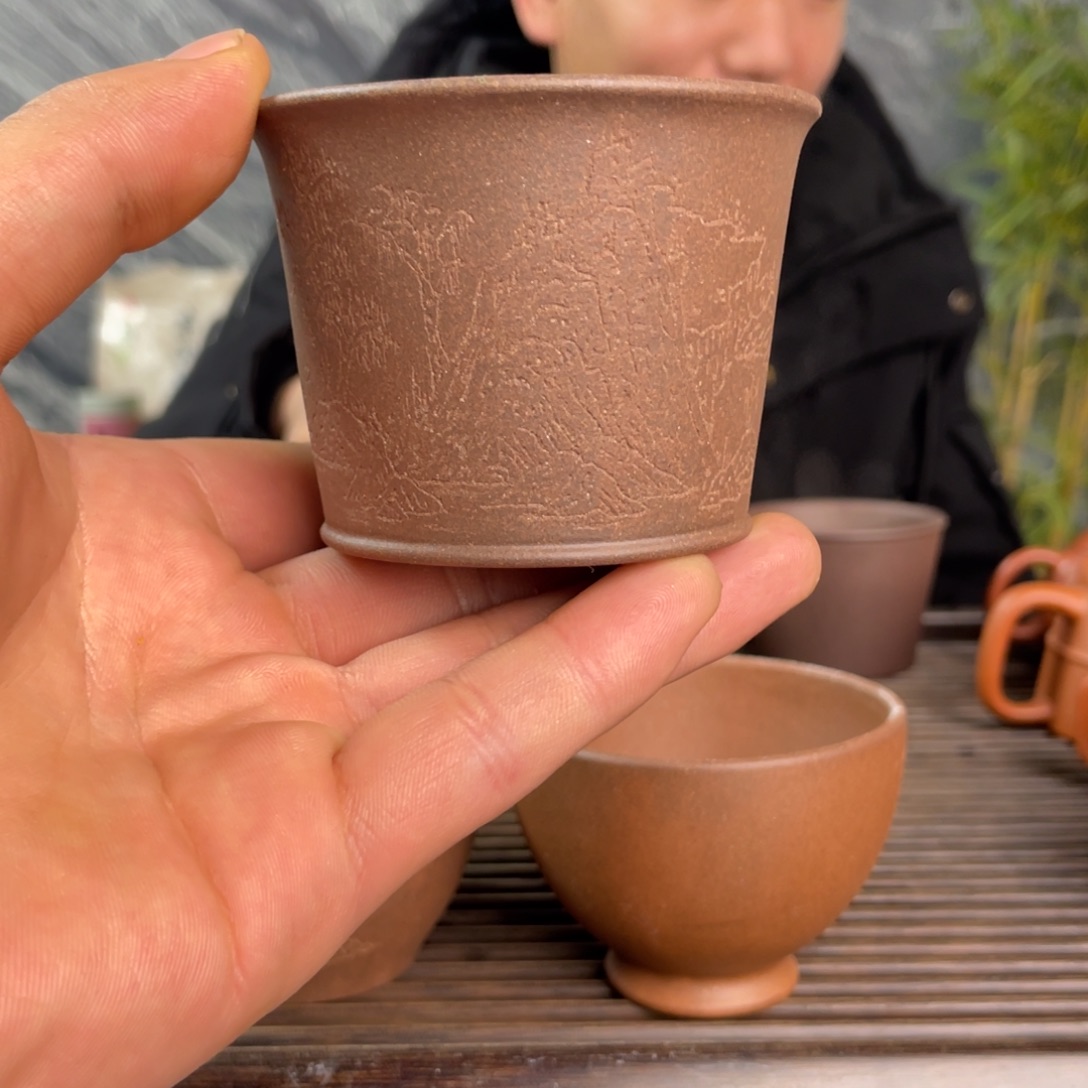 紫砂茶壶半手紫泥老块马蹄杯